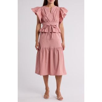 Wishlist Tiered Ruffle Midi Dress in Ash Rose at Nordstrom Rack, Size Small