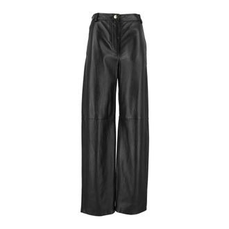 Max Mara Legno Leren Broek - Dames - Broeken - Zwart - Maat: XS Zijde