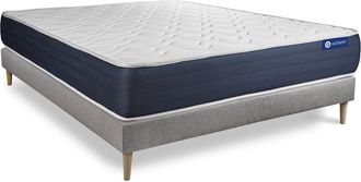 Actisom Somier gris + colch&oacute;n con espuma viscoel&aacute;stica 130 x 190