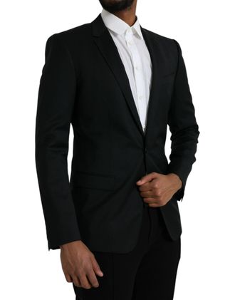 Dolce & Gabbana Mens Black Wool Martini Single Breasted Blazer Virgin Clothing