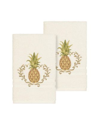 Linum Home Textiles Welcome Turkish Cotton 2Pc Embellished Hand Towel Set