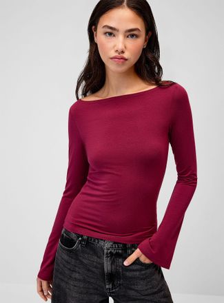 Twik Womens Bell-sleeve boat-neck T-shirt