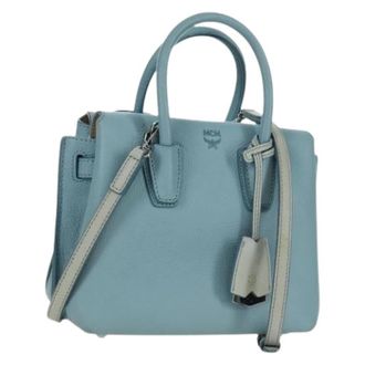 MCM Pre-owned Hand Bag - Dames - Vintage Handtas - Blauw - ONE Size - Leer - Vintage