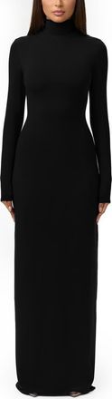 Naked Wardrobe Butter Turtleneck Long Sleeve Maxi Dress in Black at Nordstrom, Size X-Small