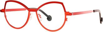 Theo Eyewear Red Strip Titanium Cat Eye Sunglasses