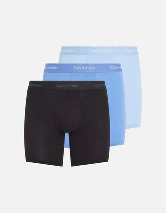 Calvin Klein Mens Calvin Klein 3-Pack Icon Cotton Stretch Boxer Briefs, Black/Glacier/Blue Bell - Size: 32/33/32