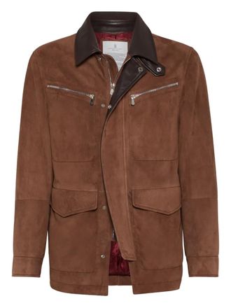 Brunello Cucinelli suede jacket - men - Calf Suede/Cupro - 3XL - Brown
