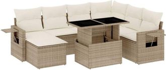 vidaXL Set De Sof&aacute;s De Jard&iacute;n Y Cojines 8 Piezas Rat&aacute;n Sint&eacute;tico Beige Vidaxl