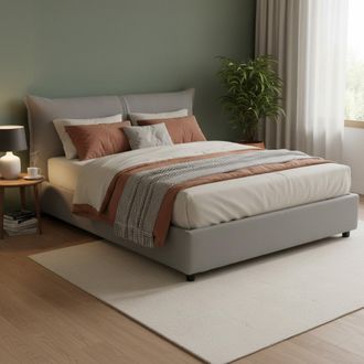 Dmora Dmora - Cama Matrimonial Dbelott, 100% Made In Italy, Apertura Frontal, Con Colch&oacute;n De 160x190 Cm Incluido, Gris