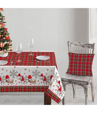 Trade Shop Trade Shop - Mantel Navidad Estampado Digital Tartan Santa Claus Reno 12 Plazas