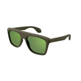 Gucci Vierkante Zonnebril - Heren - Zonnebrillen - Groen - 57 MM - Nylon - Accessoires