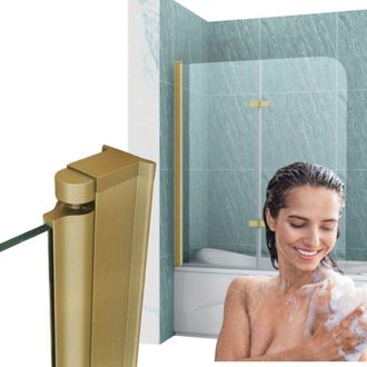 Desconocido Mampara De Ba&ntilde;o Marion 2 Alas 100x140 M&oacute;vil Oro Cepillado