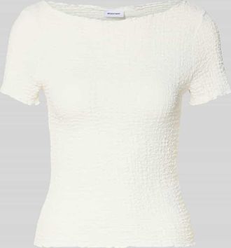 Noisy May Slim Fit T-Shirt mit Strukturmuster Modell Alora in Weiss, Gr&ouml;&szlig;e XL