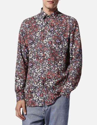 Diesel Mens DIESEL S NICO 0QAPZ 900 Mens Shirt Long Sleeve Casual Summer Cotton floral Shirt - Grey - Size: 40/Regular