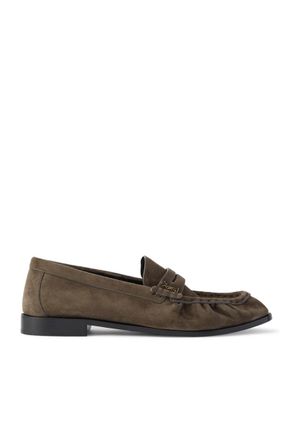 Saint Laurent Le Loafer Monogram Logo-Appliquéd Suede Penny Loafers