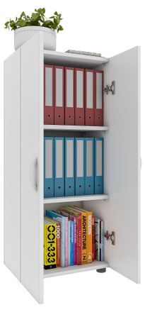 ebuy24 Armario De Oficina Vcm Con 3 Compartimentos Armario De Archivo Moderno Con Puertas Giratorias Dimensiones Aprox. Al. 108 X An. 49 X T. 34 Cm - Ulas 3 
