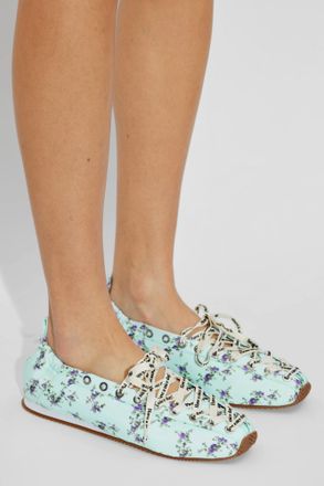 Ganni Sports Shoes With A Floral Motif, Womens, Light Blue