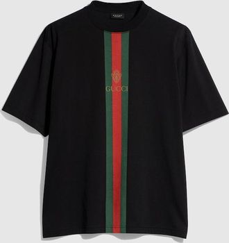 Gucci Cotton Jersey T-shirt With Print, Size XL, Black