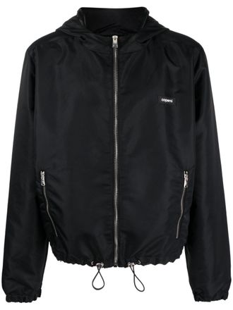 Coperni satin-finish hooded jacket - unisex - Viscose/Polyamide/Cupro - 40 - Black