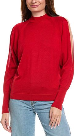 Lafayette 148 New York Cold-Shoulder Mock Neck Wool & Cashmere-Blend Sweater