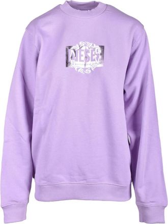 Diesel Purple Central Graphic Logo Cotton Sweatshirt