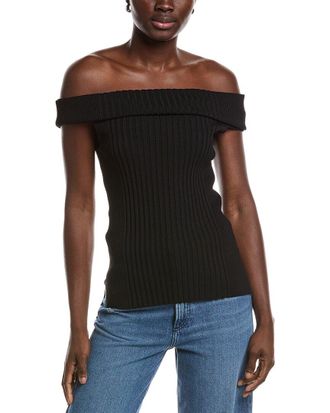 Ganni Melange Knit Off Shoulder Top