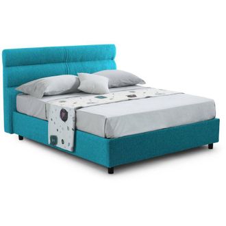 Dmora Letto Singolo Brez, Sfoderabile, Contenitore Made in Italy, Azzurro