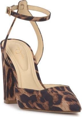 Jessica Simpson Nazela Pointed Toe Ankle Strap Pump in Natural Leopard at Nordstrom Rack, Size 9.5