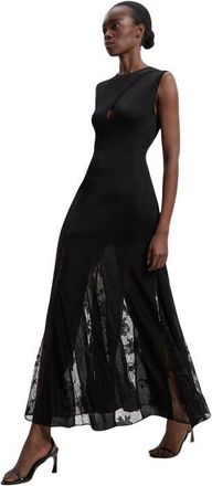 Karen Millen Slinky Lace Knit Maxi Dress in Black at Nordstrom, Size X-Small