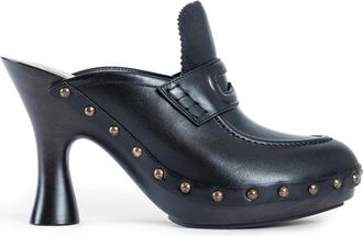 Burberry Zwarte leren hakken met studs en uitsparing - Dames - Muiltjes - Zwart - 36 EU - Leer - Schoenen