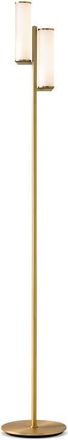 Brightech Gemini 64 Industrial LED Standing Floor Lamp with Glass Cylinder Shades, 3-Way Dimming in Brass at Nordstrom