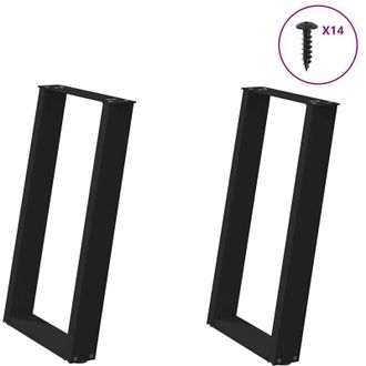 vidaXL Vidaxl - Patas Para Mesa De Comedor En Forma De U (2 Unidades), Color Negro, 50 X (72-73) Cm, Acero