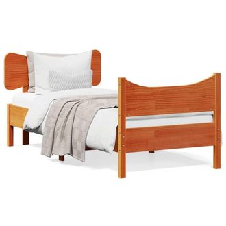 Berkfield Home Bed Frame Frame Wax Brown 75x190 cm Small Single Solid Wood Pine