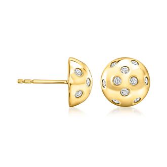 Ross-Simons Diamond Button Earrings in 18kt Gold Over Sterling