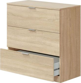 Dmora C&oacute;moda Dobinn, C&oacute;moda Para Dormitorio, Septeto Con 3 Cajones, 77x38h80 Cm, Roble - Dmora