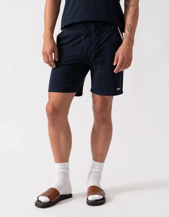 HUGO BOSS Mens BOSS Orange Unique Mens Stretch-Cotton Pyjama Shorts with Tape Trims - Dark Blue 403 - Navy - Size: XL