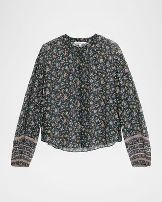 Veronica Beard Lollie Long-Sleeve Silk Blouse