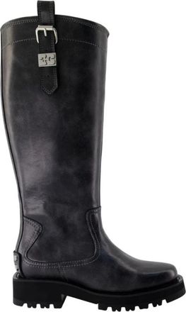 Ganni High Boots - Dames - Hoge Laarzen - Zwart - 39 EU - Leer - Schoenen