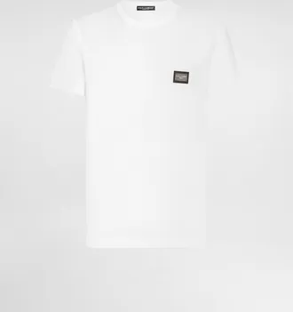 関税送料込★Dolce & Gabbana コットン ロゴプレートTシャツ DOLCE&GABBANA ドルガバ ロゴプレート コットン Tシャツ (Dolce