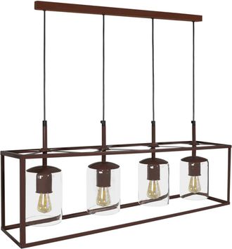 Tosel L&aacute;mpara de techo metal marr&oacute;n pantalla vidrio transparente