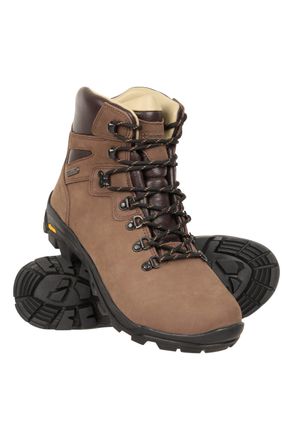 Mountain Warehouse Odyssey Extreme Womens Vibram Boots Nubuck Leather Waterproof Walking Shoes Brown