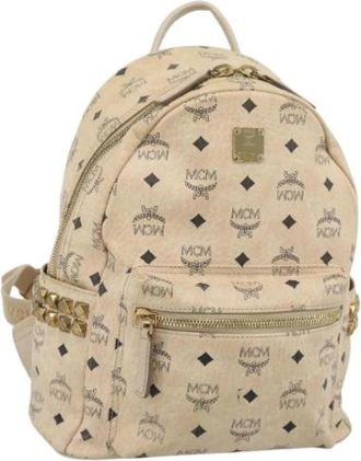 MCM Pre-owned Backpack - unisex - Vintage Rugzakken - Beige - ONE Size - Leer - Vintage