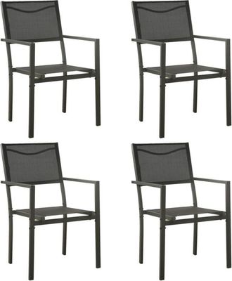 vidaXL Vidaxl - Garden Chairs 4 pcs Textilene and Steel Black and Anthracite