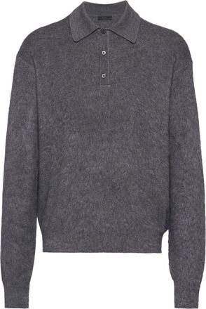 Prada cashmere-silk polo jumper - men - Silk/Cashmere - 52 - Grey