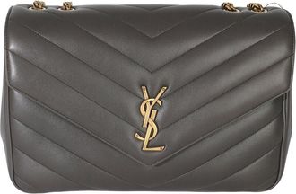 Saint Laurent Grey Leather Large Urban Chic Loulou (Authentic Pre-Loved)