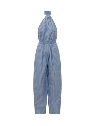 Andamane Blue Stripes Halter Neck Jumpsuit