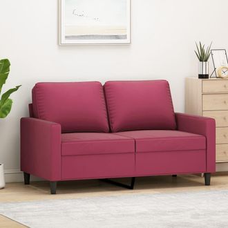 vidaXL Sof&aacute; De 2 Plazas De Terciopelo Rojo Tinto 120 Cm Vidaxl