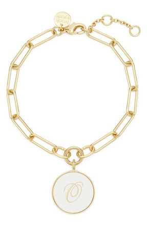 Brook & York Callie Initial Enamel Pendant Bracelet in Gold O at Nordstrom