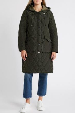 Lucky Brand Diamond Quilted Hooded Stadium Coat in Olive/sage at Nordstrom Rack, Size Medium