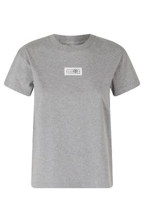 Maison Margiela Gray Logo Patch Round Neck Short Sleeve Cotton T-Shirt